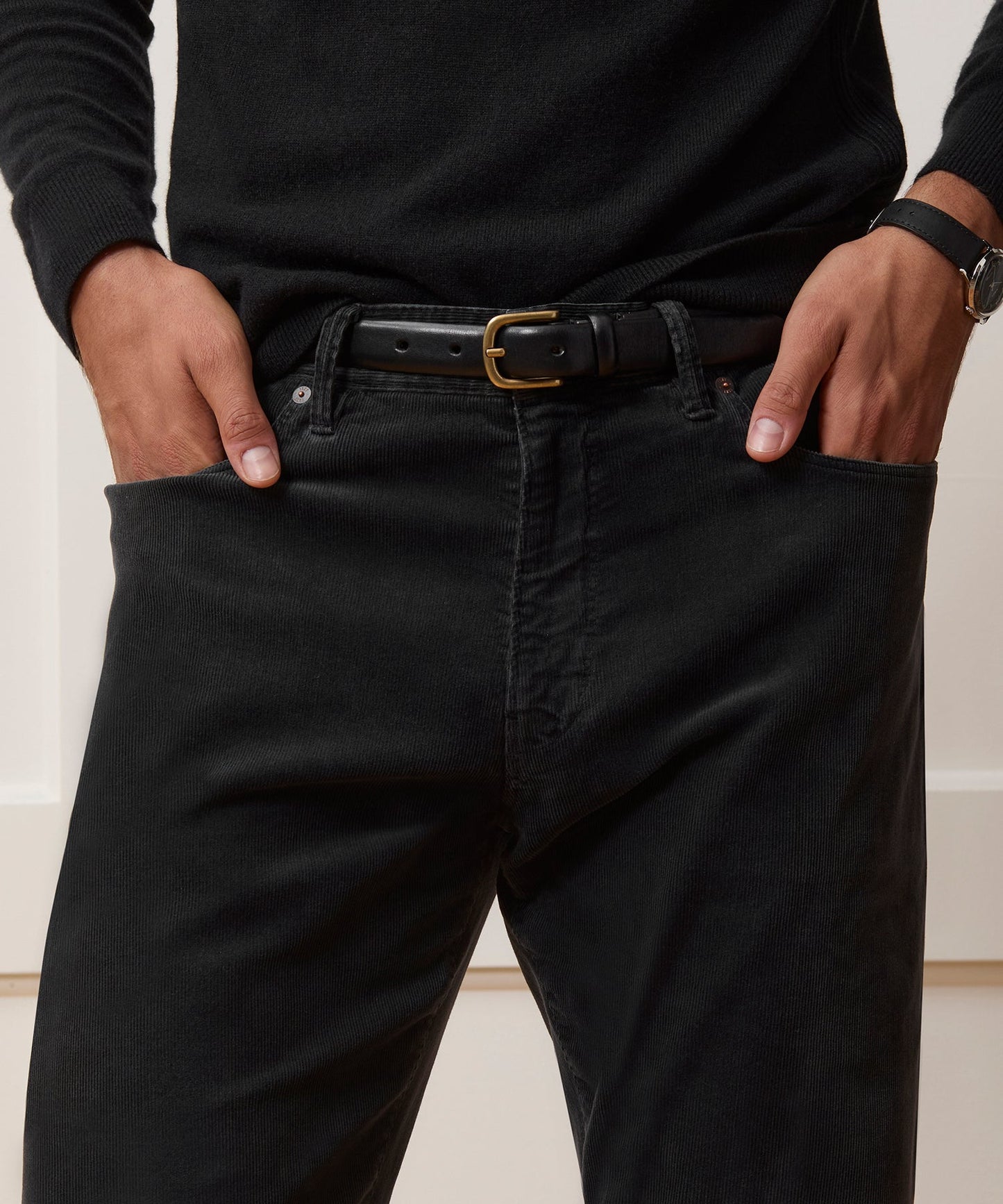 Todd Snyder Straight 5-Pocket Corduroy Pant in Black Black