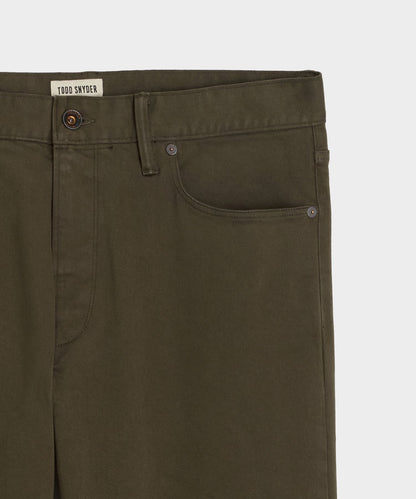 Todd Snyder Vintage Straight Garment-Dyed 5-Pocket Chino in Olive Vine Olive Vine