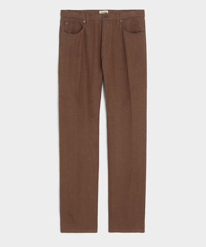 Todd Snyder Straight Fit 5-Pocket Linen Pant Cigar