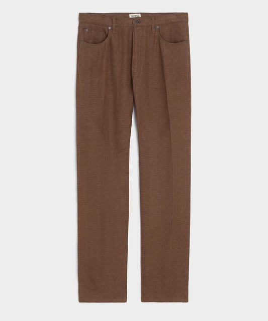 Todd Snyder Straight Fit 5-Pocket Linen Pant Cigar