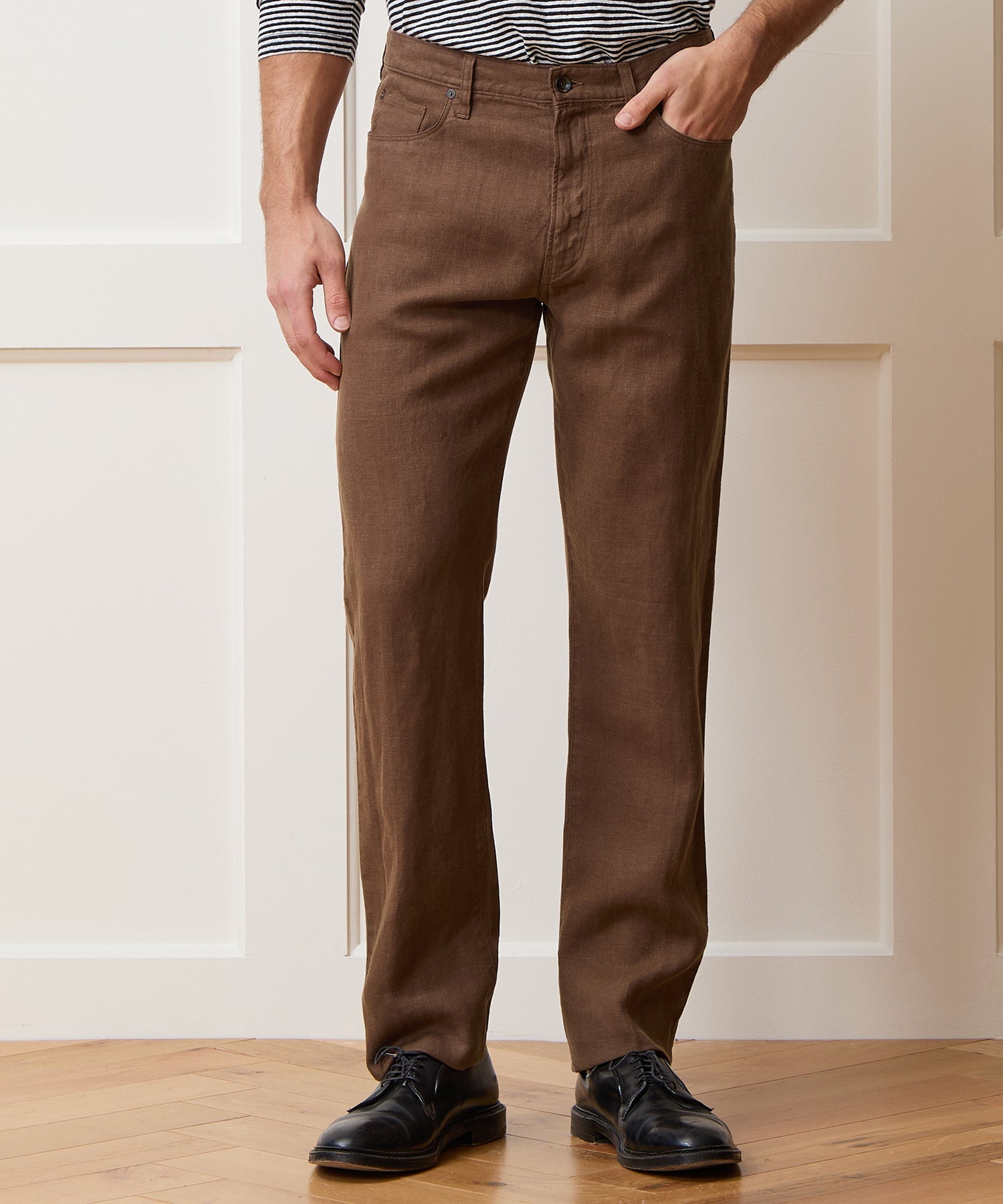 Todd Snyder Straight Fit 5-Pocket Linen Pant Cigar