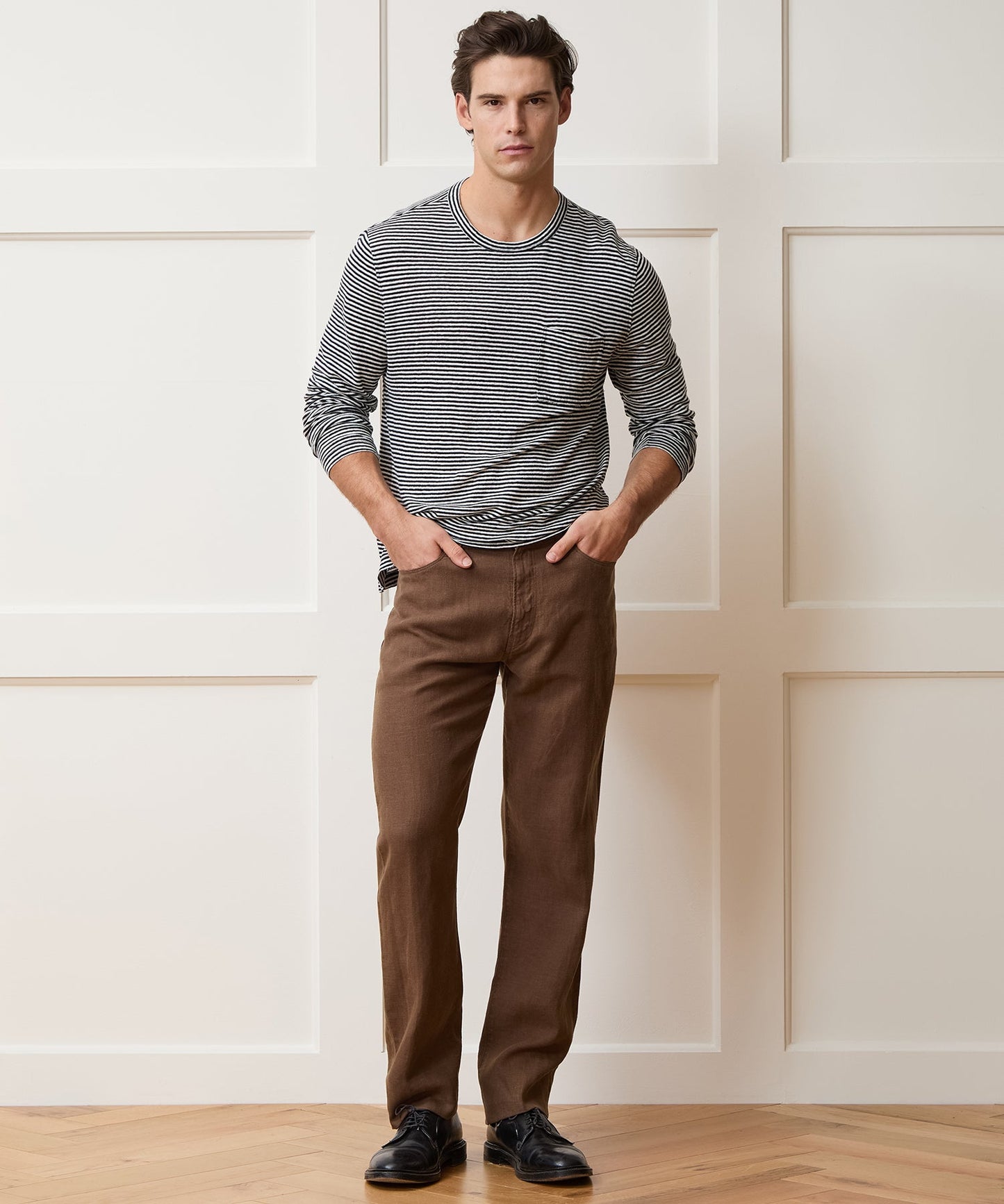 Todd Snyder Straight Fit 5-Pocket Linen Pant Cigar