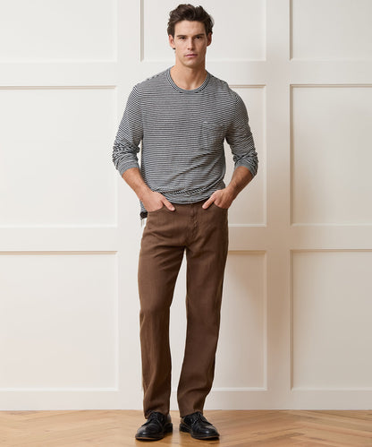 Todd Snyder Straight Fit 5-Pocket Linen Pant Cigar