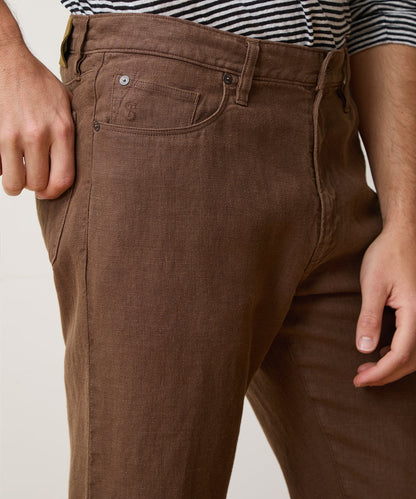 Todd Snyder Straight Fit 5-Pocket Linen Pant Cigar