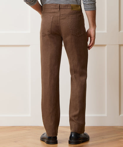 Todd Snyder Straight Fit 5-Pocket Linen Pant Cigar