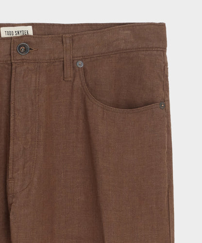 Todd Snyder Straight Fit 5-Pocket Linen Pant Cigar