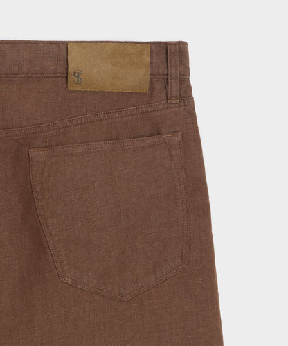Todd Snyder Straight Fit 5-Pocket Linen Pant Cigar
