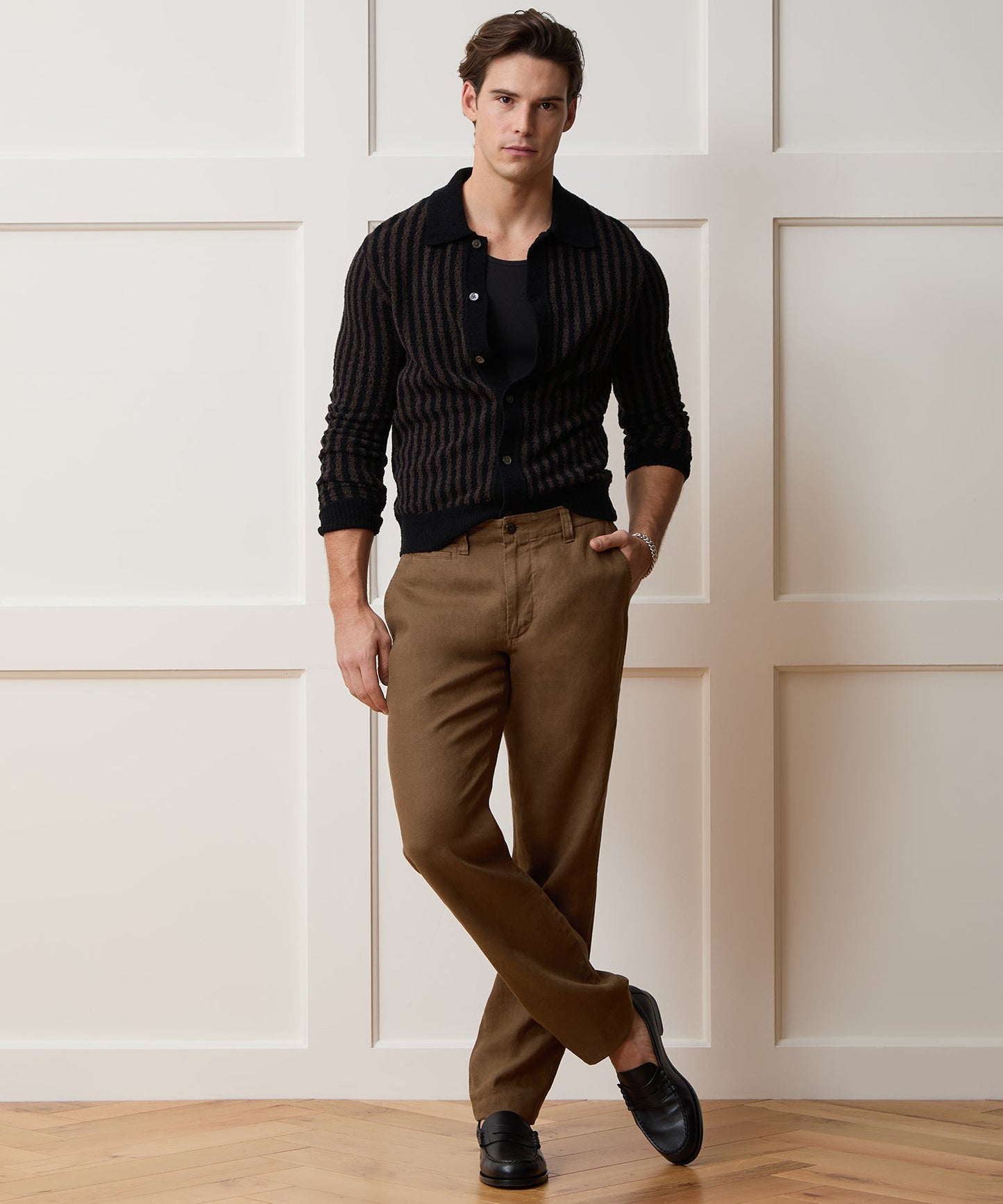 Todd Snyder Straight Fit Linen Favorite Pant in Cigar Cigar