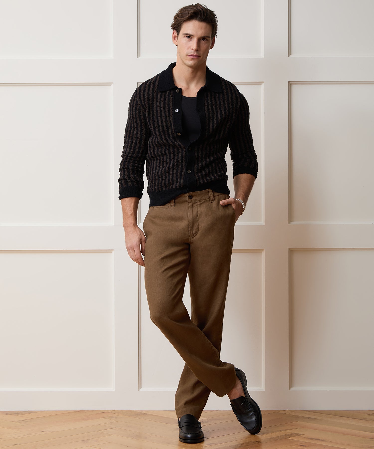 Todd Snyder Straight Fit Linen Favorite Pant in Cigar Cigar