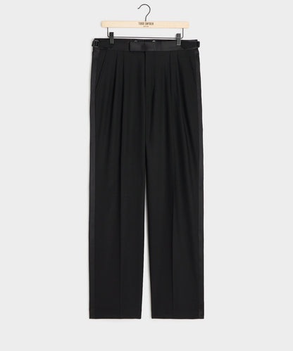 Todd Snyder Italian Wool Relaxed Tuxedo Trouser in Black Black