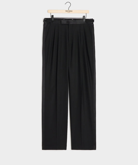 Todd Snyder Italian Wool Relaxed Tuxedo Trouser in Black Black