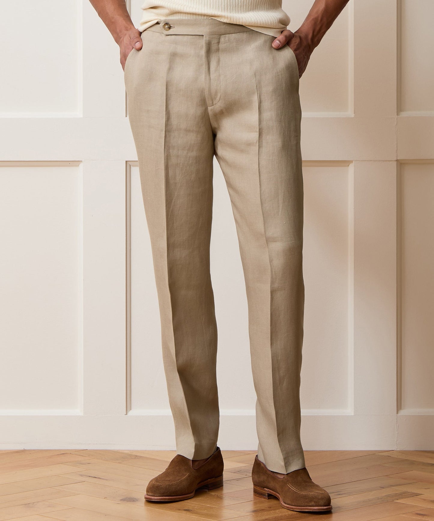 Todd Snyder Italian Linen Side Tab Trouser in Beige Beige