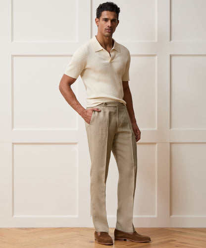 Todd Snyder Italian Linen Side Tab Trouser in Beige Beige