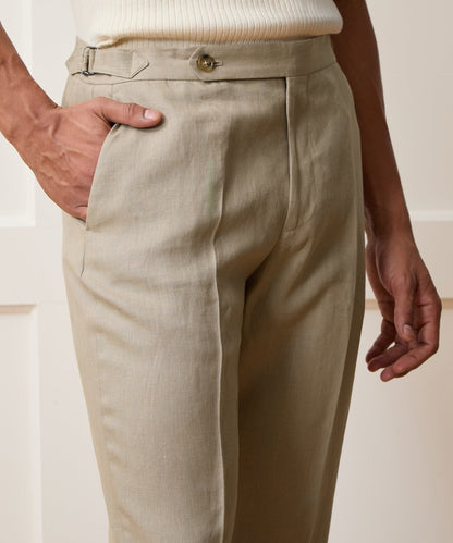 Todd Snyder Italian Linen Side Tab Trouser in Beige Beige