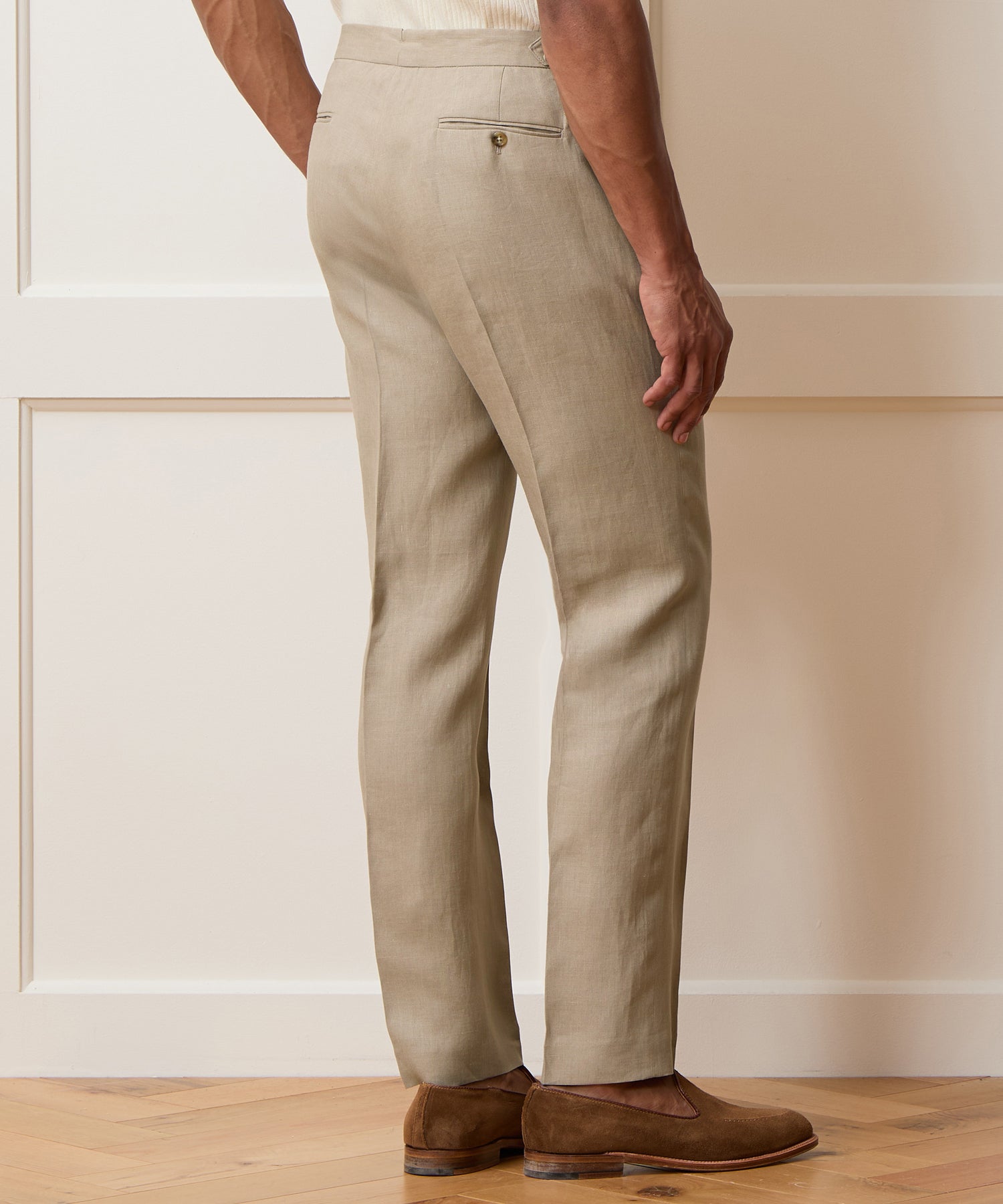 Todd Snyder Italian Linen Side Tab Trouser in Beige Beige