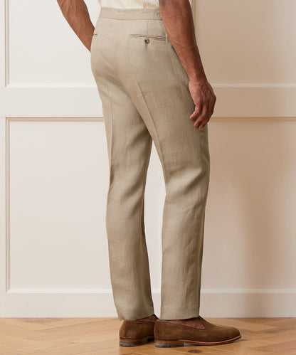 Todd Snyder Italian Linen Side Tab Trouser in Beige Beige