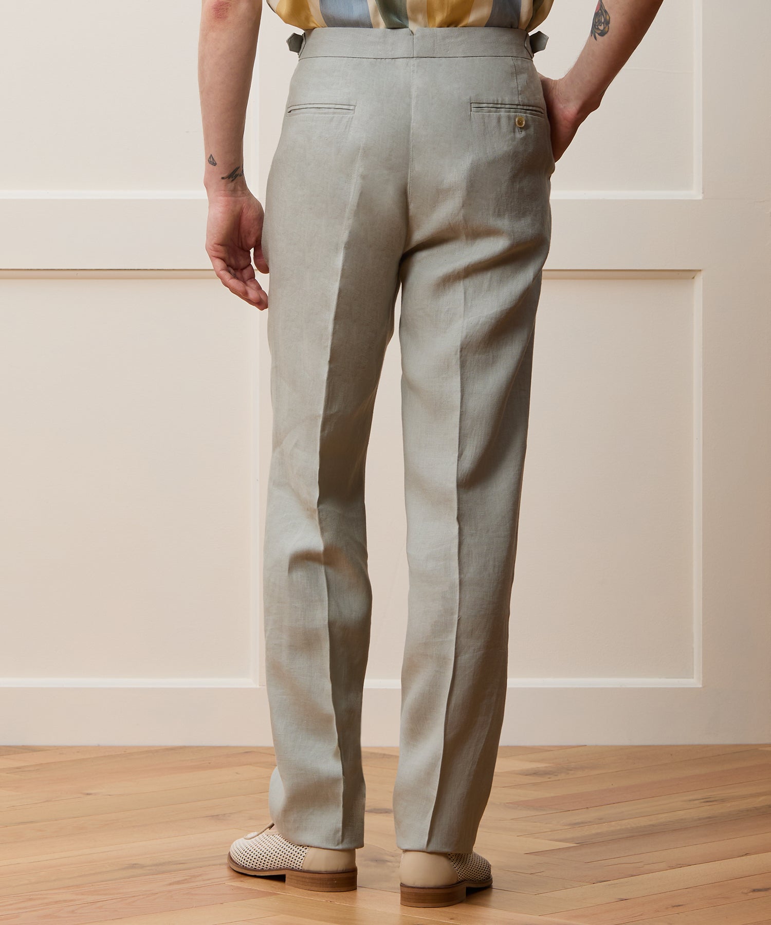 Todd Snyder Irish Linen Side Tab Trouser in Dove Grey Dove Grey