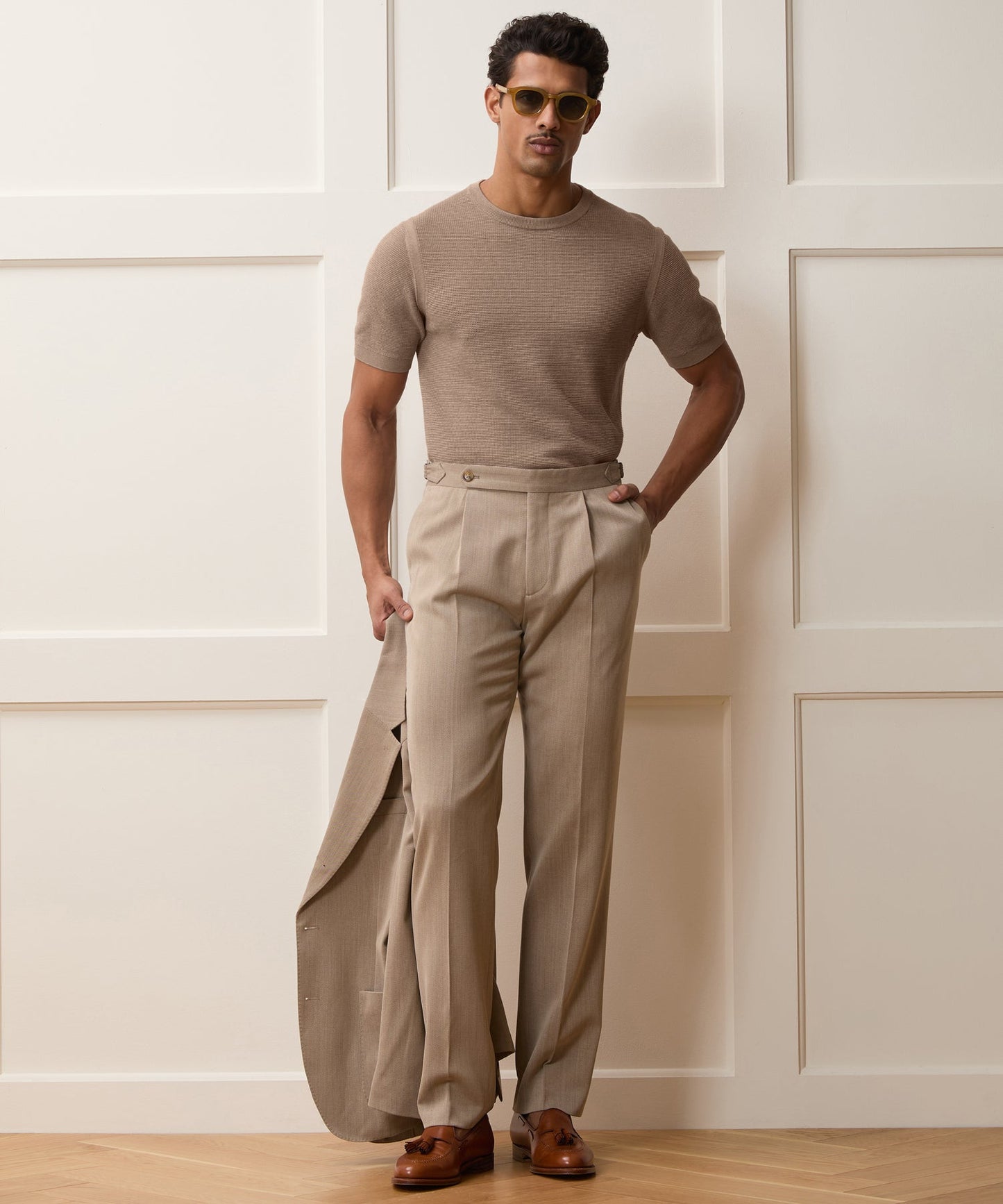 Todd Snyder Italian Cavalry Twill Side Tab Trouser in Tan Tan
