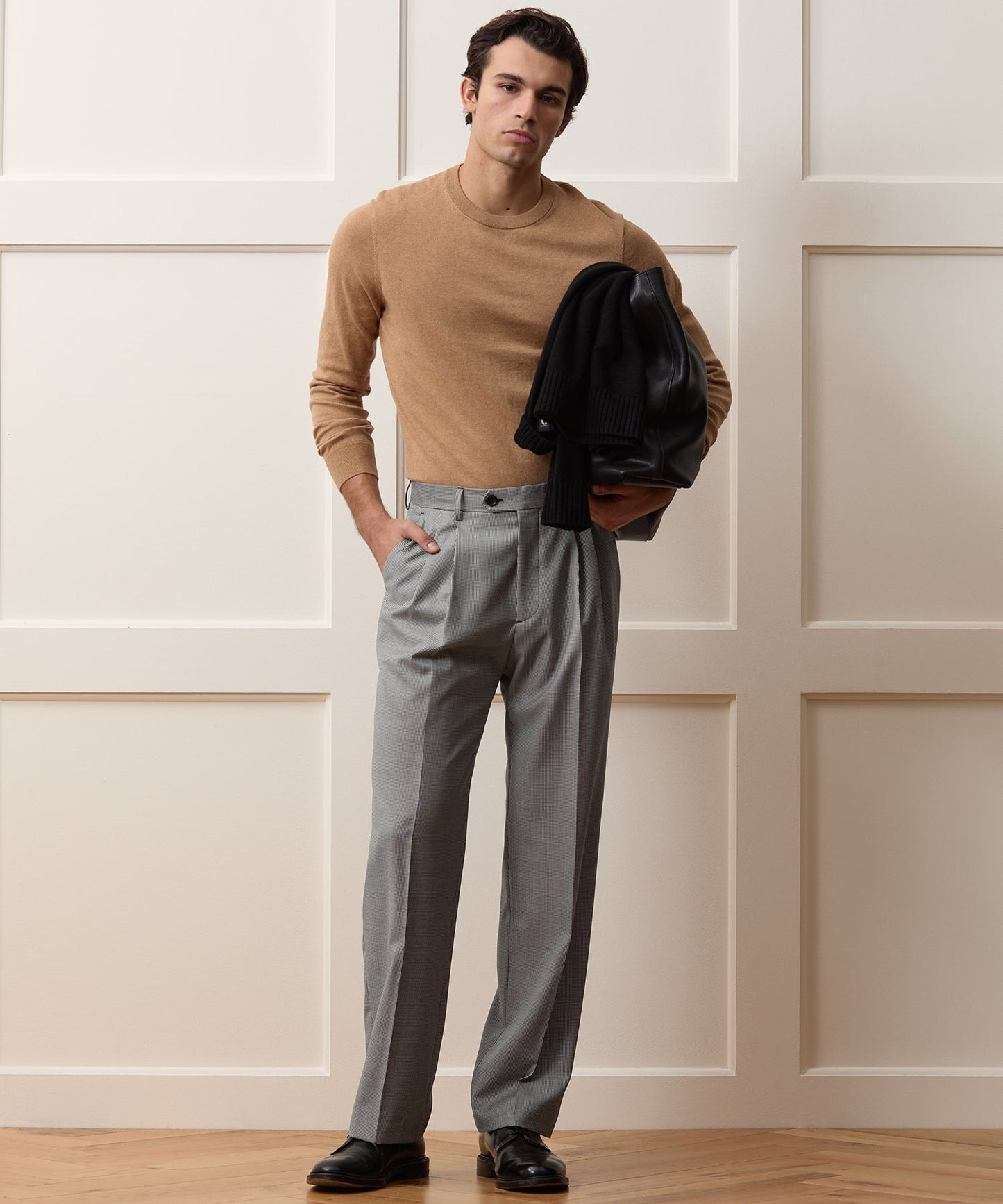 Todd Snyder Italian Wool Houndstooth Wythe Trouser in Cream Houndstooth Cream