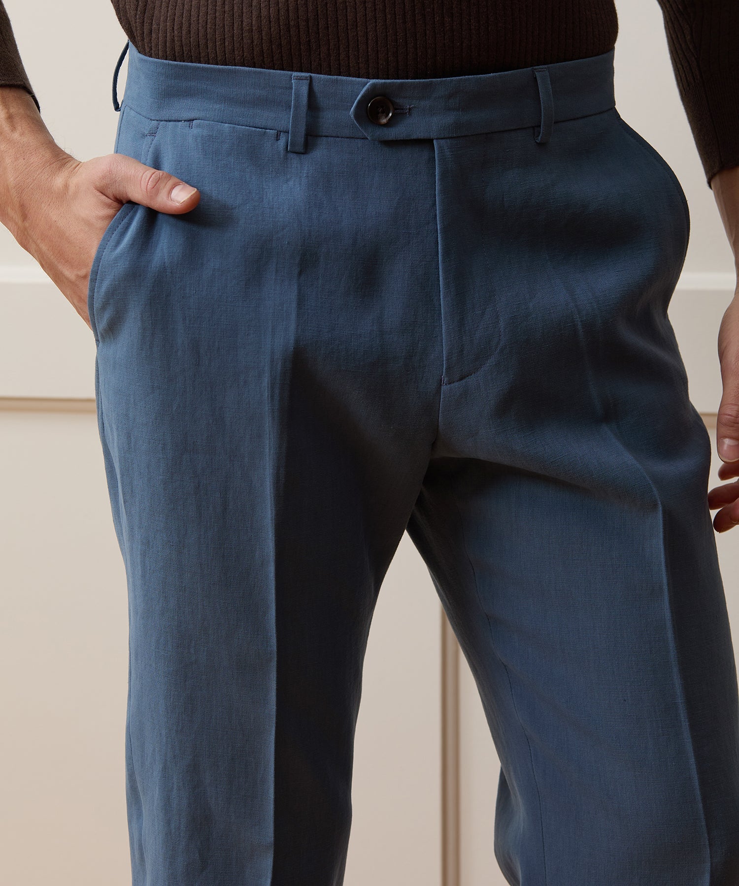 Todd Snyder Sueded Linen Sutton Trouser in Harbor Blue Harbor Blue