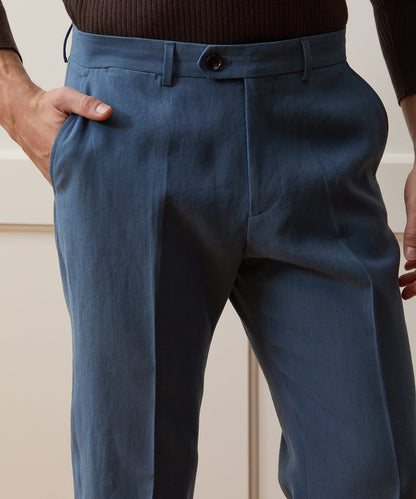 Todd Snyder Sueded Linen Sutton Trouser in Harbor Blue Harbor Blue
