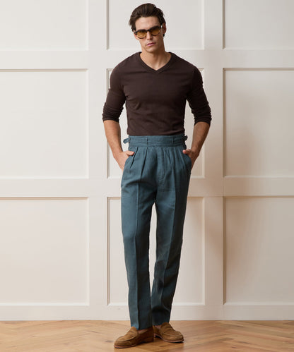 Todd Snyder Linen Gurkha Trouser in Teal Teal