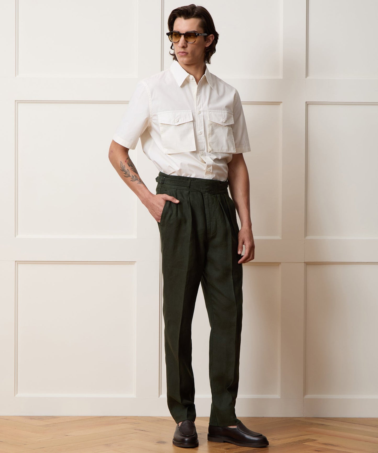 Todd Snyder Linen Gurkha Trouser in Snyder Olive Snyder Olive