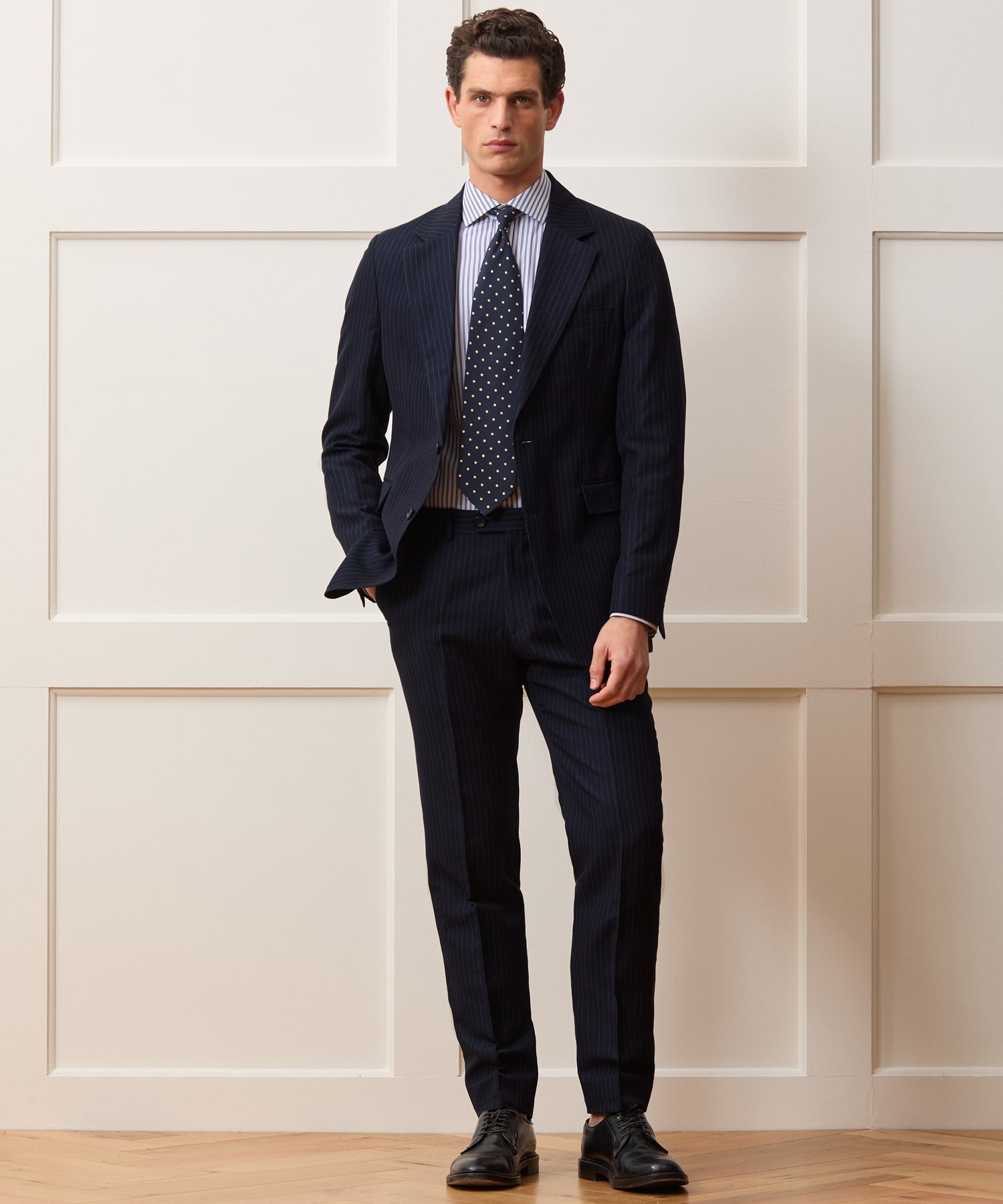 Todd Snyder Italian Cotton-Linen Sutton Trouser in Navy Pinstripe Navy