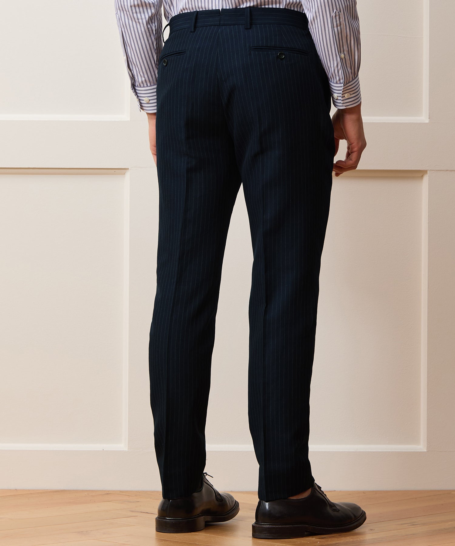 Todd Snyder Italian Cotton-Linen Sutton Trouser in Navy Pinstripe Navy