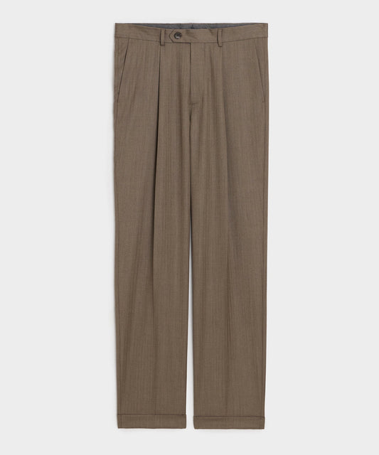Todd Snyder Herringbone Madison Trouser in Light Brown Herringbone Light Brown
