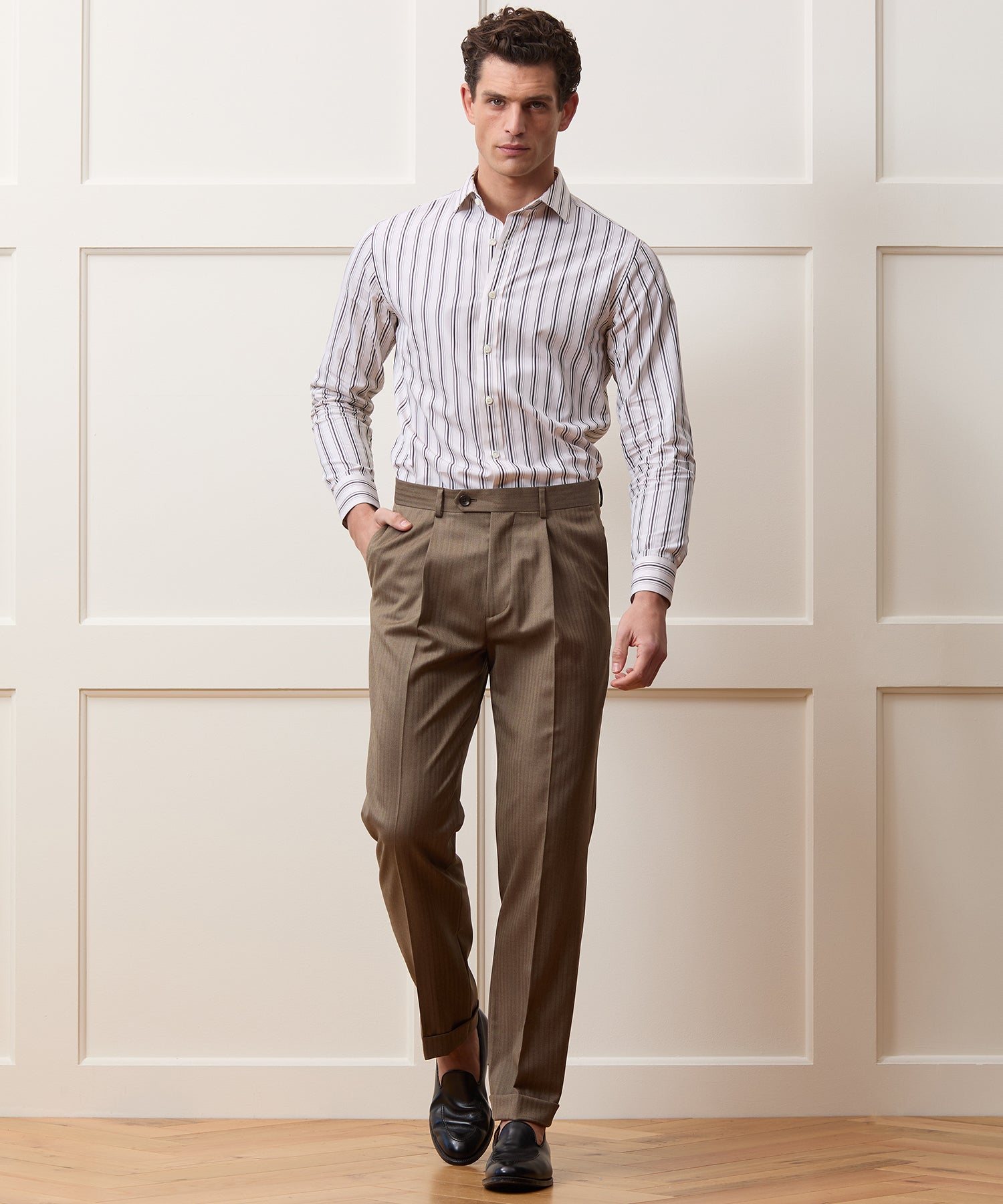 Todd Snyder Herringbone Madison Trouser in Light Brown Herringbone Light Brown