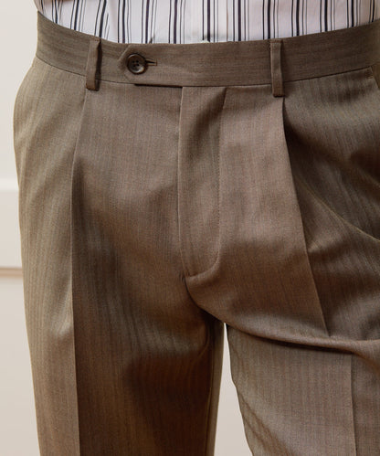 Todd Snyder Herringbone Madison Trouser in Light Brown Herringbone Light Brown