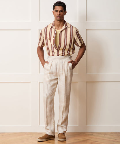 Todd Snyder Linen Gurkha Trouser in Cream Stripe Cream