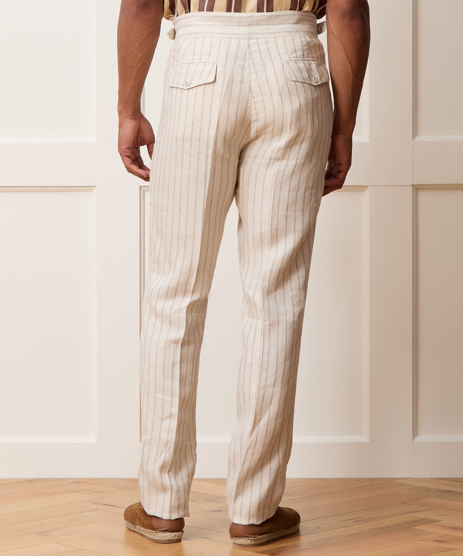 Todd Snyder Linen Gurkha Trouser in Cream Stripe Cream