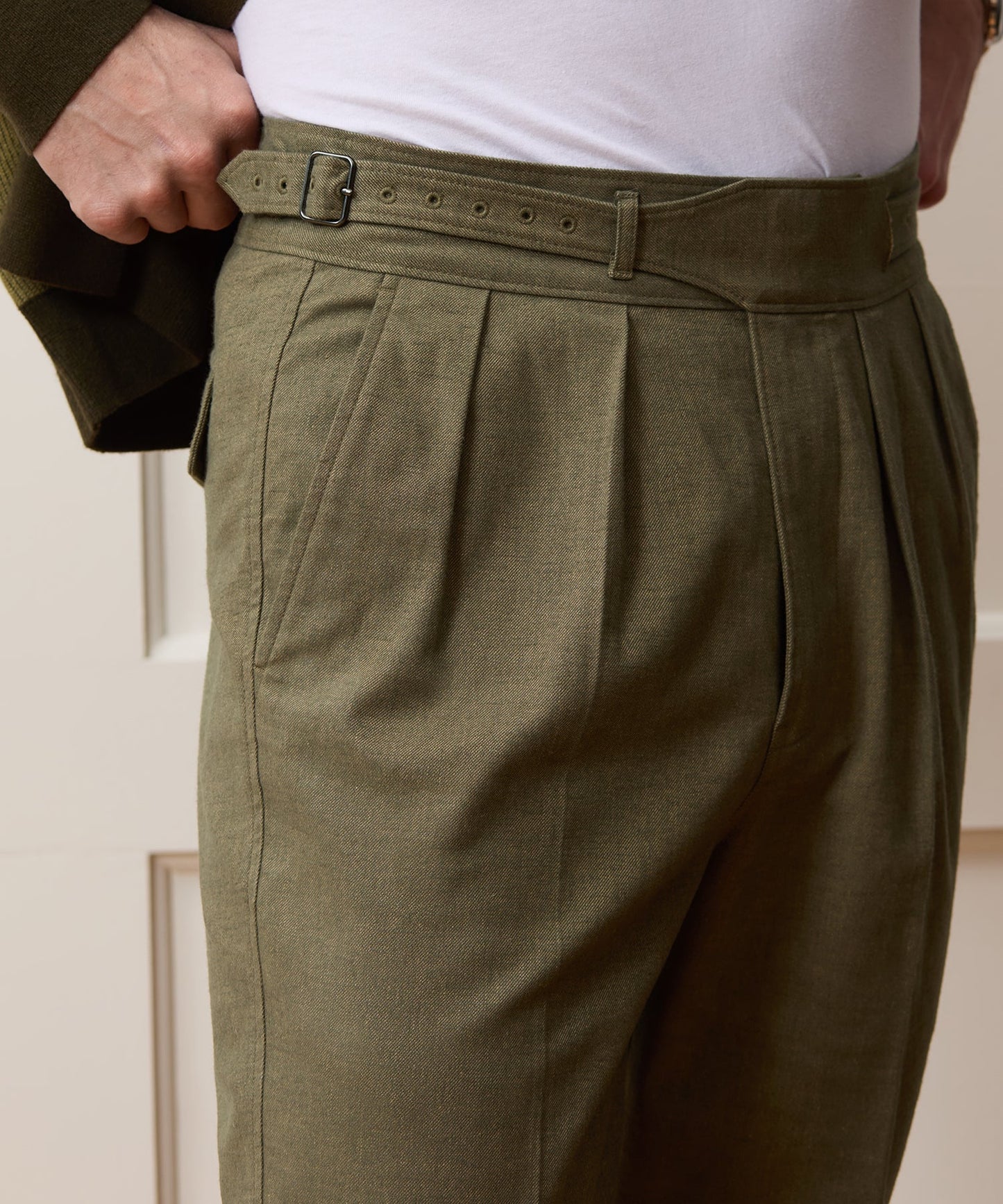 Todd Snyder Italian Heathered Cotton Gurkha Trouser in Green Green
