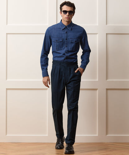 Todd Snyder Italian Heathered Cotton Gurkha Trouser in Navy Navy