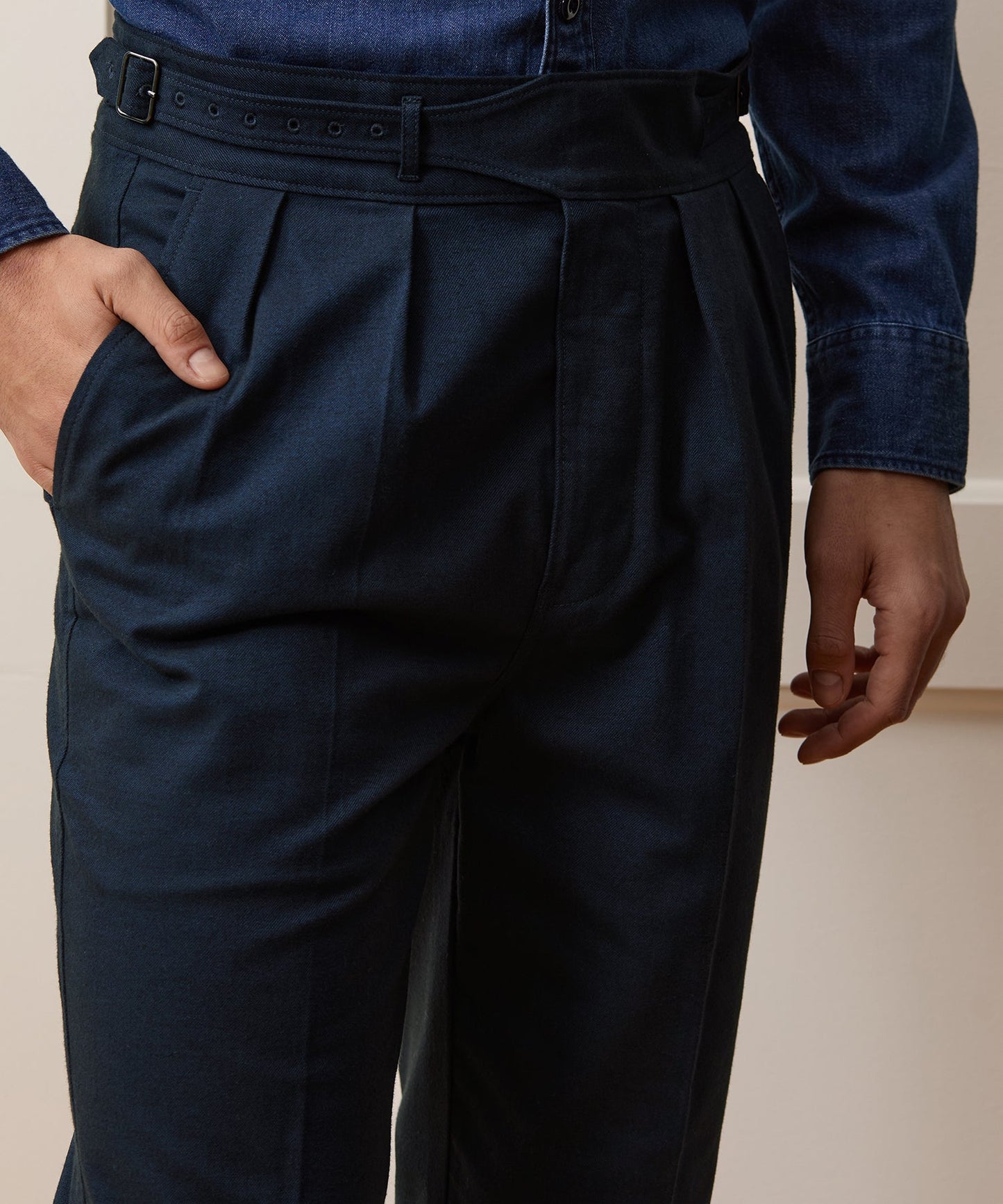 Todd Snyder Italian Heathered Cotton Gurkha Trouser in Navy Navy