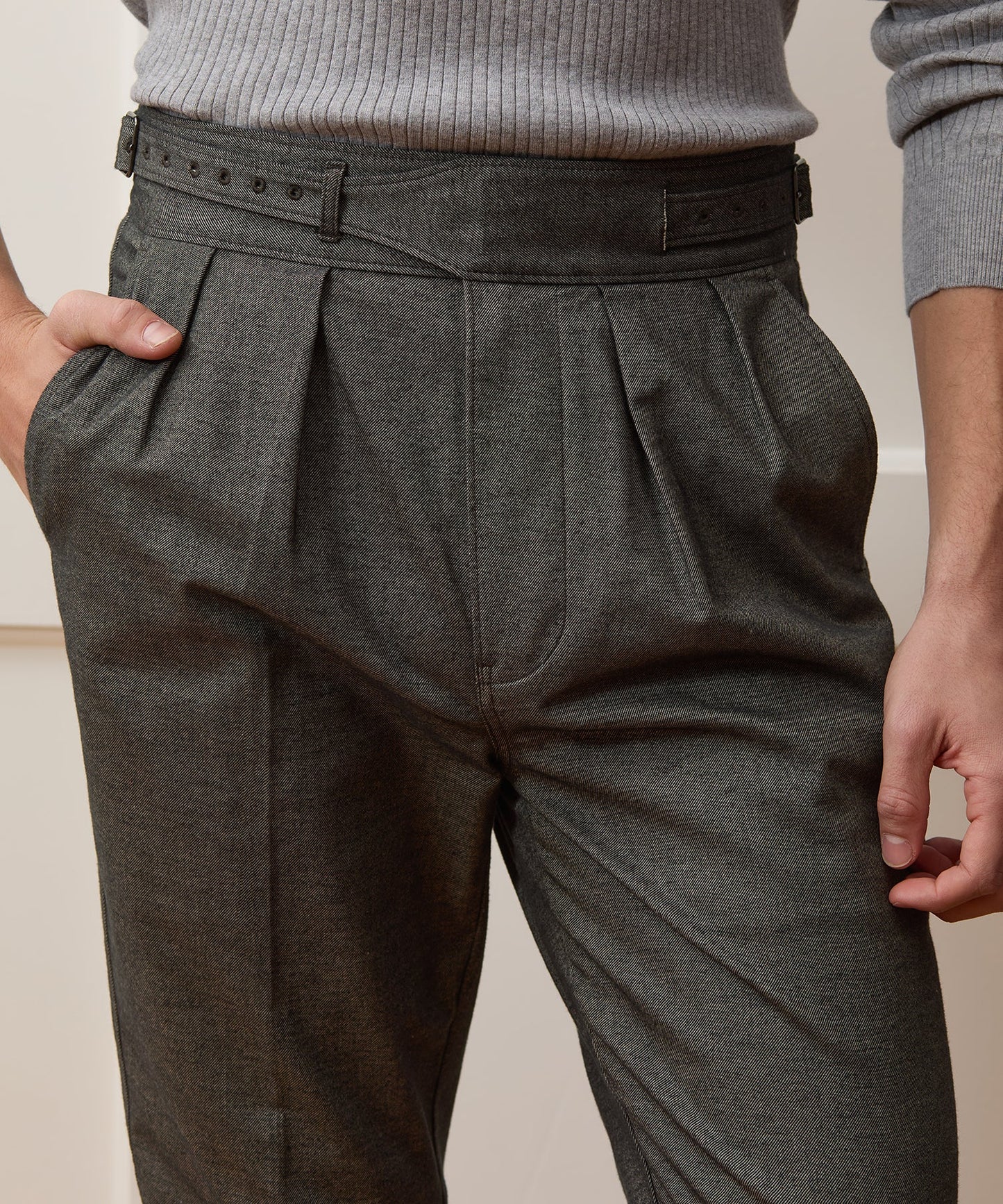 Todd Snyder Italian Heathered Cotton Gurkha Trouser in Charcoal Charcoal