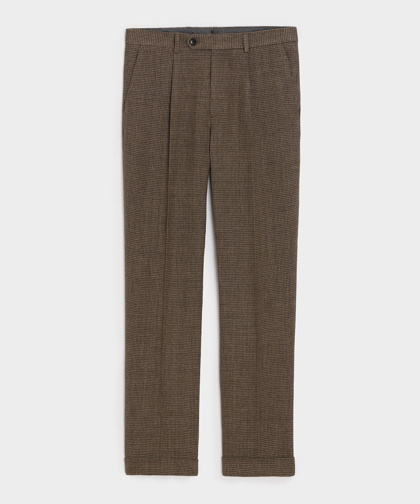 Todd Snyder Italian Linen Houndstooth Madison Trouser in Tan Houndstooth Tan