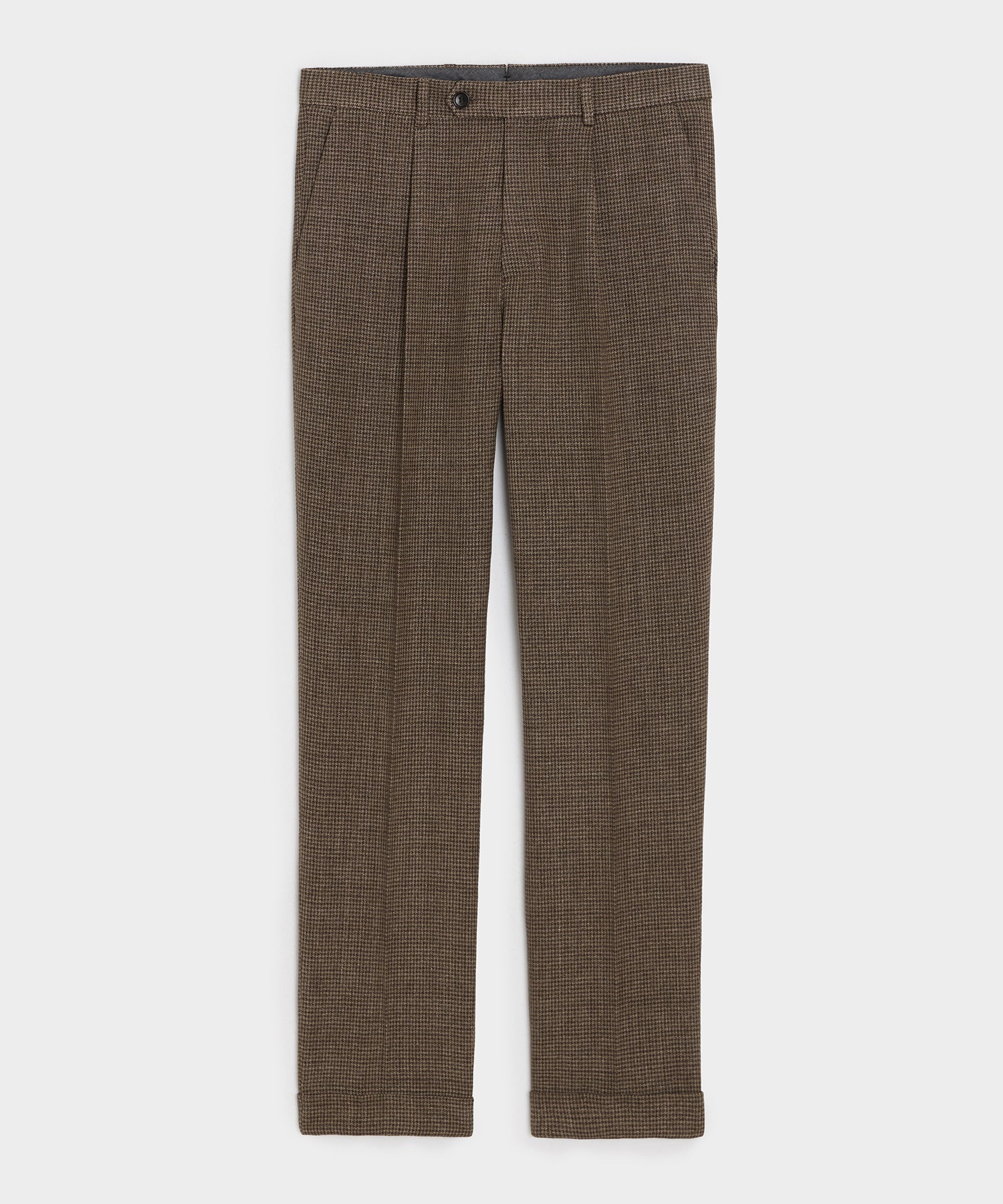 Todd Snyder Italian Linen Houndstooth Madison Trouser in Tan Houndstooth Tan