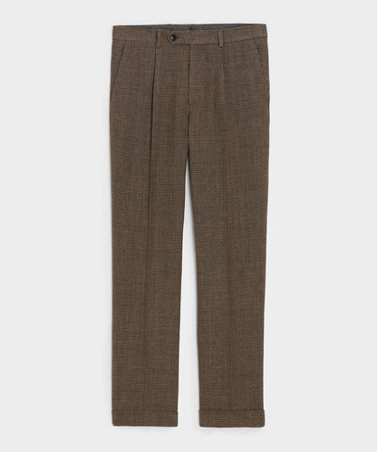 Todd Snyder Italian Linen Houndstooth Madison Trouser in Tan Houndstooth Tan