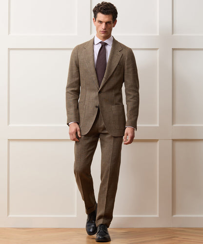 Todd Snyder Italian Linen Houndstooth Madison Trouser in Tan Houndstooth Tan
