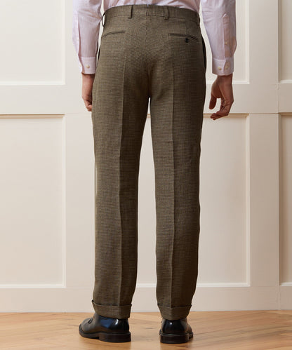 Todd Snyder Italian Linen Houndstooth Madison Trouser in Tan Houndstooth Tan