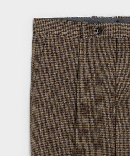 Todd Snyder Italian Linen Houndstooth Madison Trouser in Tan Houndstooth Tan