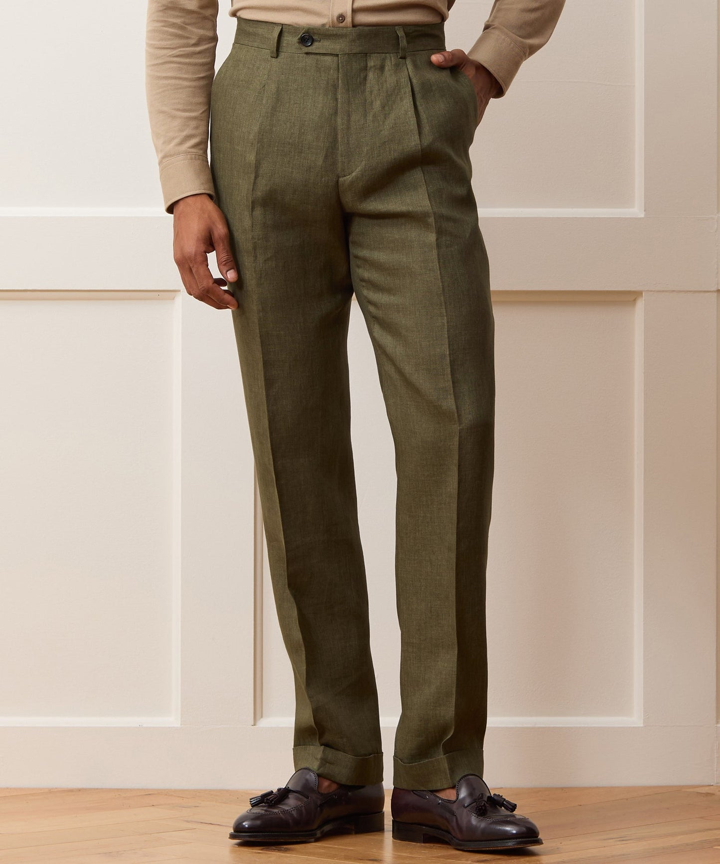 Todd Snyder Italian Linen Madison Trouser in Olive Olive