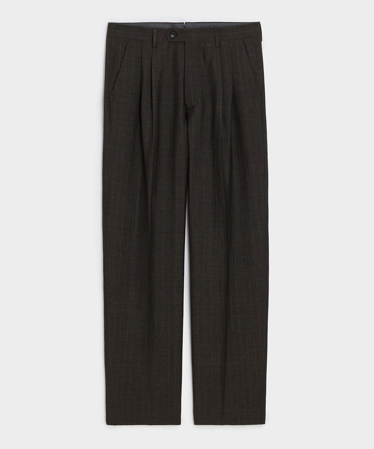 Todd Snyder Italian Wool-Linen Pinstripe Wythe Trouser in Brown Stripe Brown
