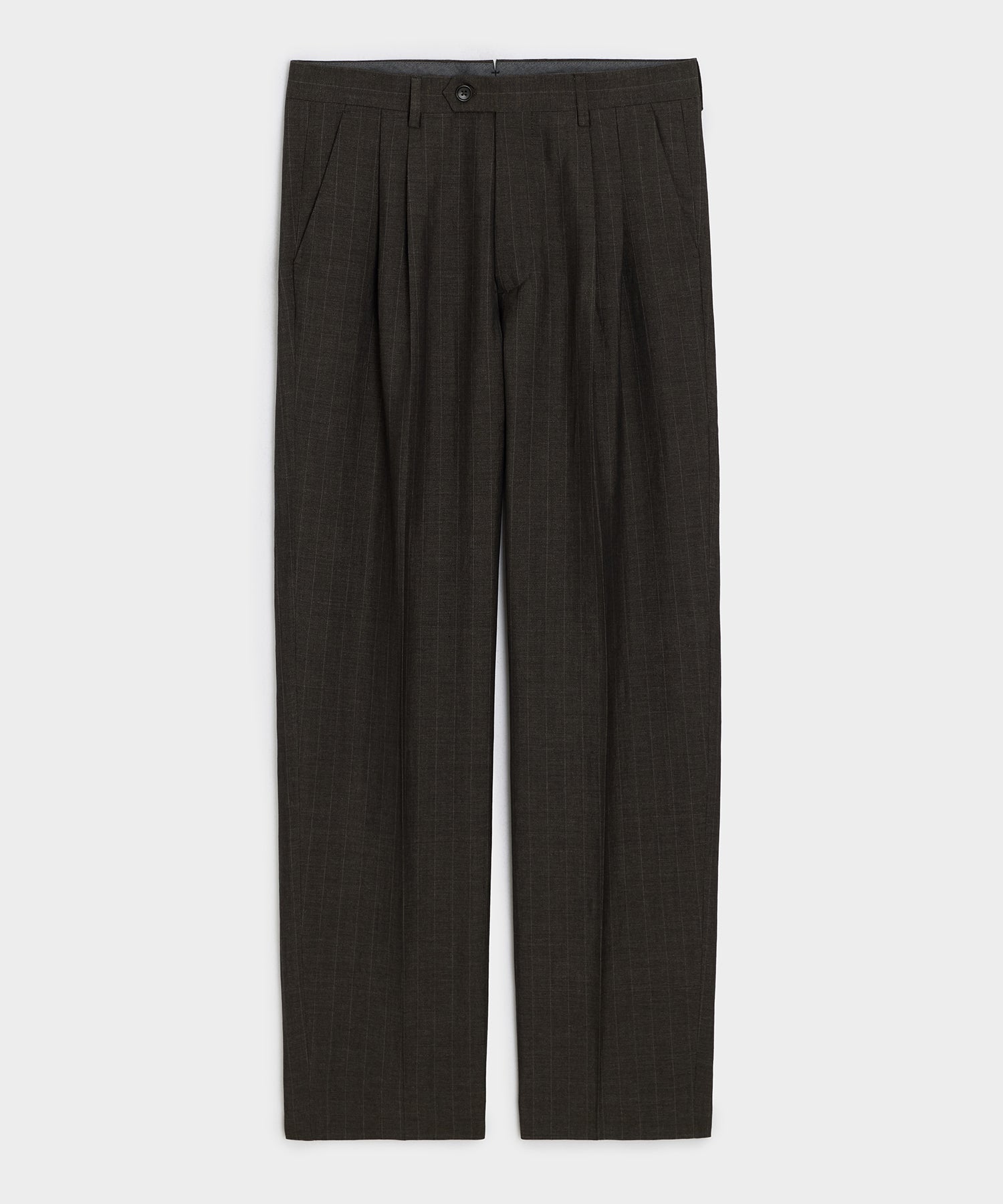 Todd Snyder Italian Wool-Linen Pinstripe Wythe Trouser in Brown Stripe Brown
