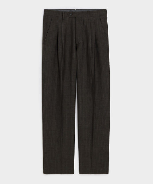 Todd Snyder Italian Wool-Linen Pinstripe Wythe Trouser in Brown Stripe Brown