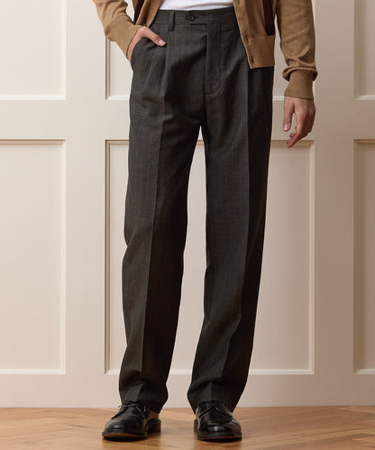 Todd Snyder Italian Wool-Linen Pinstripe Wythe Trouser in Brown Stripe Brown
