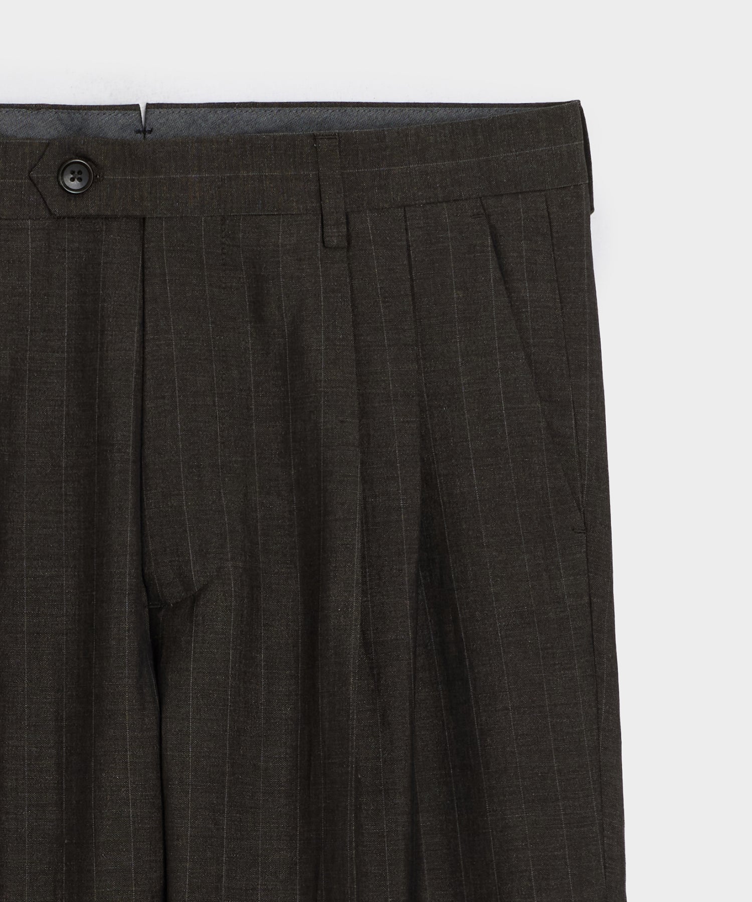 Todd Snyder Italian Wool-Linen Pinstripe Wythe Trouser in Brown Stripe Brown